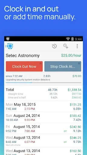 Скриншот 1 — Hours Tracker Time Tracking