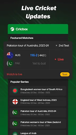 Скриншот 1 — CricBox: Live Cricket Score