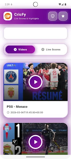 Скриншот 1 — CricFy: Soccer Live Scores