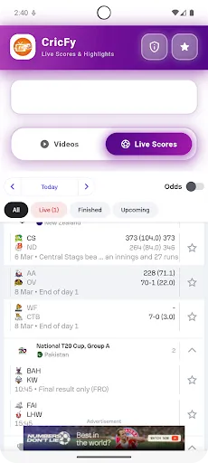 Скриншот 2 — CricFy: Soccer Live Scores