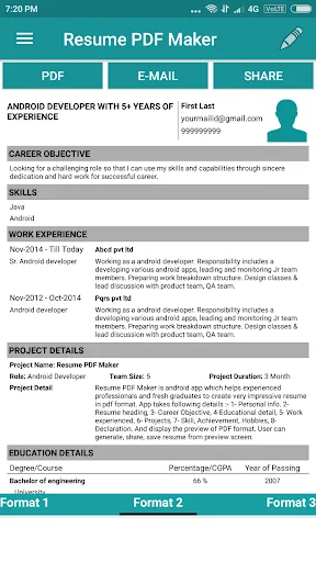 Скриншот 2 — Resume PDF Maker / CV Builder