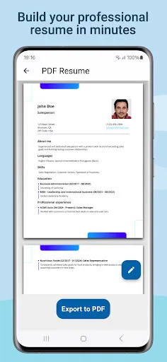 Скриншот 1 — Resume Builder - CV Maker PDF