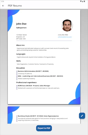 Скриншот 6 — Resume Builder - CV Maker PDF