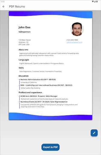Скриншот 8 — Resume Builder - CV Maker PDF