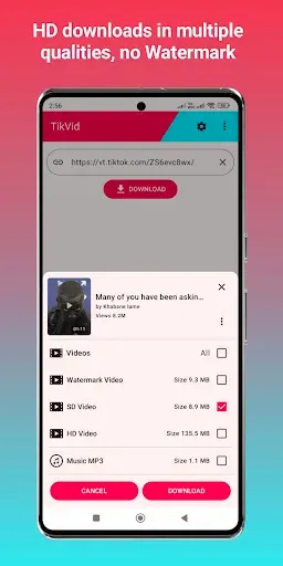Скриншот 2 — TikVid - TikTok Downloader