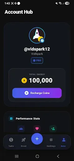 Скриншот 1 — VidSpark Лайки - Подписчики