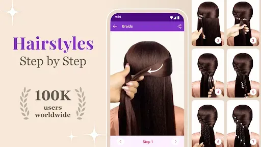 Скриншот 1 — Step by Step Hairstyle App