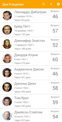 Скриншот 1 — Дни Рождения