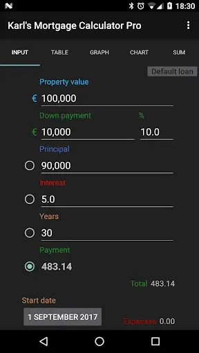 Скриншот 1 — Karl's Mortgage Calculator Pro