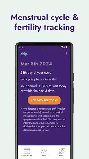 Скриншот 1 — drip period & cycle tracker