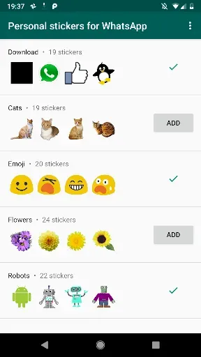 Скриншот 1 — Стикеры для WhatsApp