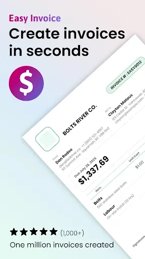 Скриншот 1 — Easy Invoice & Estimate Maker