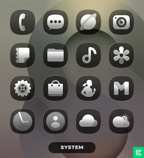 Скриншот 1 — OneGlass (Dark) - Icon Pack