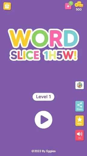 Скриншот 1 — Word Slice: 1 Hint 5 Words!