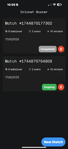 Скриншот 1 — Gully Cricket Scorer