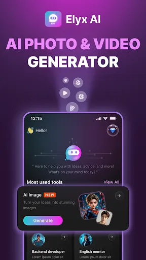 Скриншот 1 — Elyx - AI Photo & Video Maker