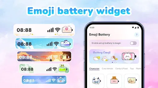 Скриншот 1 — Emoji Battery: Status Bar