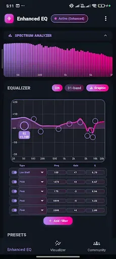 Скриншот 1 — Enhanced EQ – Equalizer & Bass