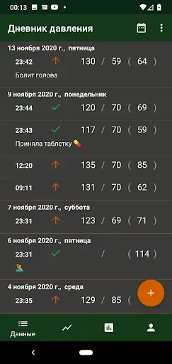 Скриншот 3 — Дневник давления и пульса