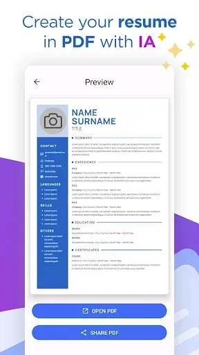 Скриншот 1 — AI Resume Builder CV Maker PDF
