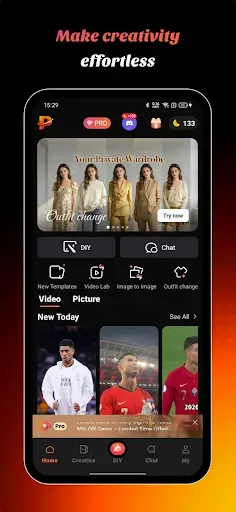 Скриншот 1 — Purvia: AI Art, Video & Swap