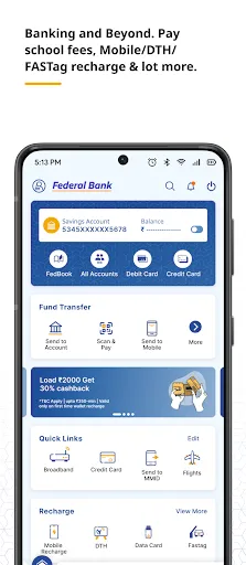 Скриншот 1 — Federal Bank - FedMobile