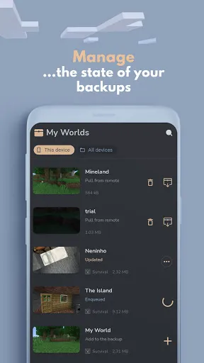 Скриншот 2 — Backup for Minecraft PE