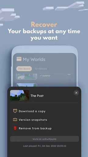 Скриншот 4 — Backup for Minecraft PE