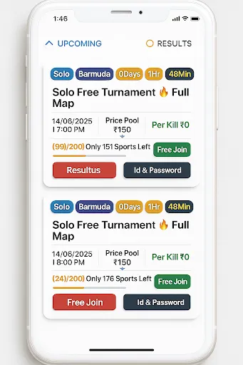 Скриншот 1 — GT Battle - FFF Tournament App