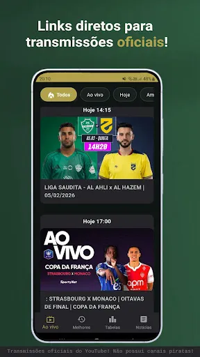 Скриншот 1 — Futebol ao vivo