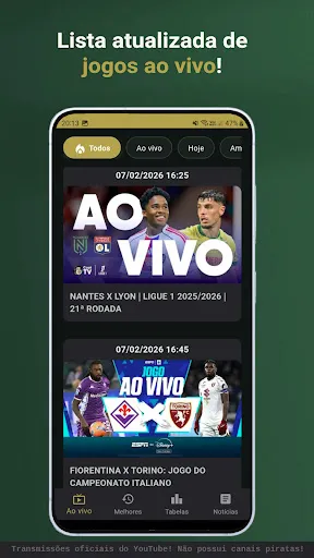 Скриншот 2 — Futebol ao vivo