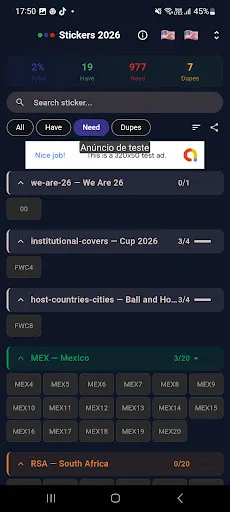 Скриншот 4 — Figurinhas Copa 2026 Checklist