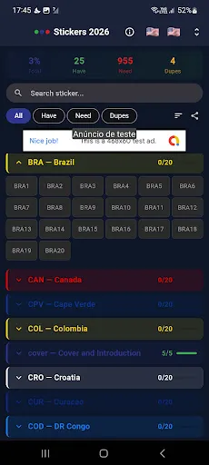 Скриншот 6 — Figurinhas Copa 2026 Checklist