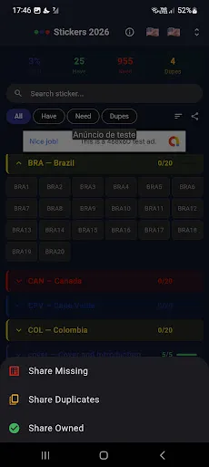 Скриншот 7 — Figurinhas Copa 2026 Checklist