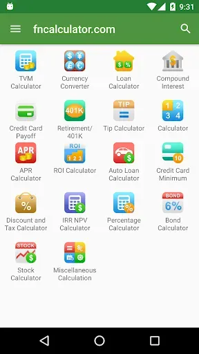 Скриншот 1 — Financial Calculators