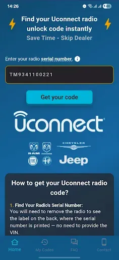 Скриншот 1 — Uconnect Radio Code Instant