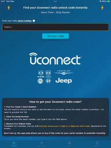 Скриншот 6 — Uconnect Radio Code Instant