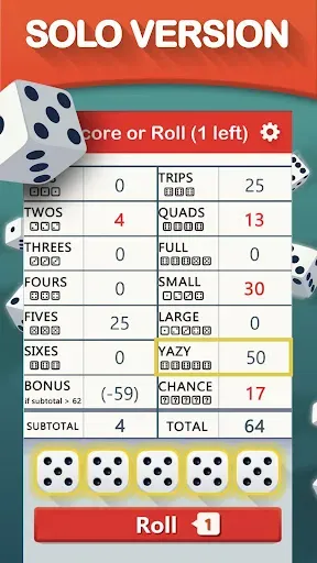 Скриншот 1 — Yazy the yatzy dice game