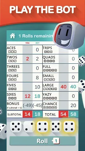 Скриншот 2 — Yazy the yatzy dice game