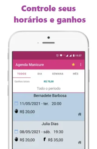 Скриншот 1 — Agenda para Manicure App