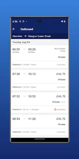 Скриншот 2 — ScotRail Train Times & Tickets