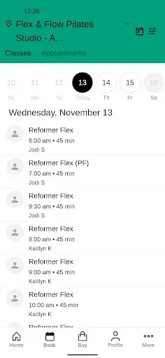 Скриншот 2 — Flex & Flow Pilates Studio
