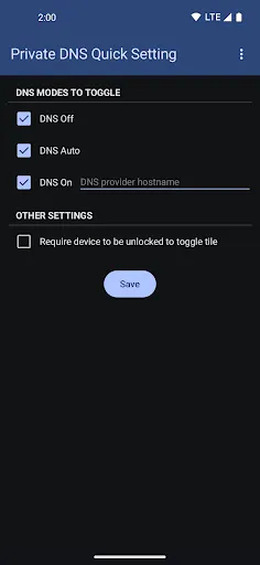 Скриншот 2 — Private DNS Quick Setting