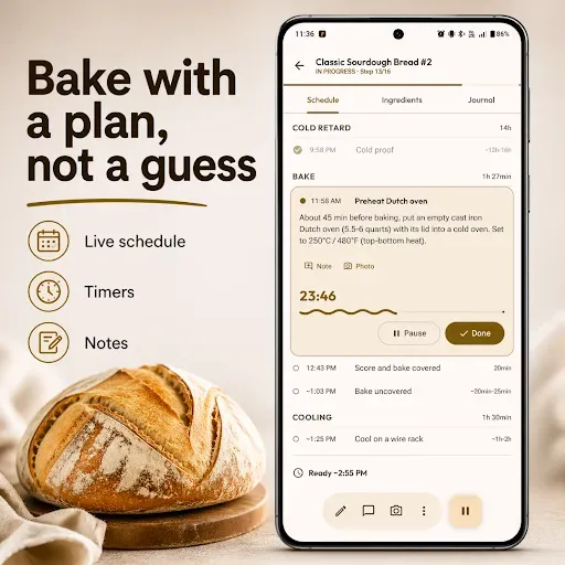 Скриншот 1 — Sourdough & Pizza Calculator