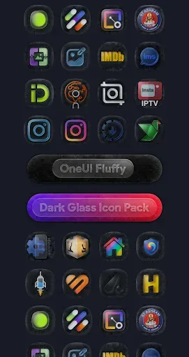 Скриншот 4 — OneUI Fluffy Dark Glass Icons