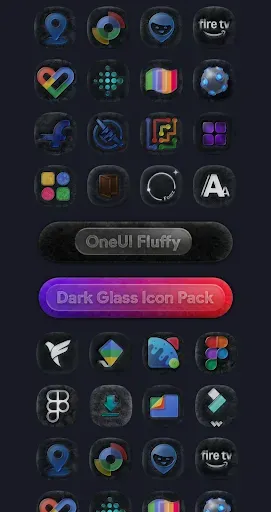 Скриншот 5 — OneUI Fluffy Dark Glass Icons