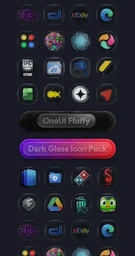 Скриншот 6 — OneUI Fluffy Dark Glass Icons