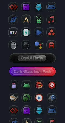 Скриншот 8 — OneUI Fluffy Dark Glass Icons