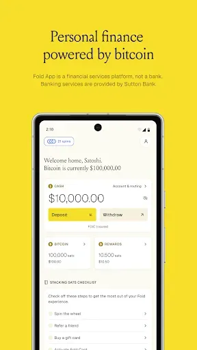 Скриншот 1 — Fold: Bitcoin Personal Finance