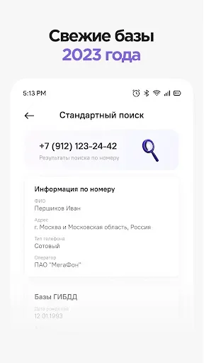 Скриншот 1 — Пробив номера – Определитель
